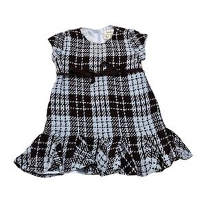 Neiman Marcus Helena Toddler Girl Plaid Dress Brown Blue Ruffle 24 Mo Style 4080